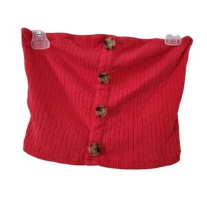 Shein Red Faux Button Strapless Crop Top. Juniors size S.